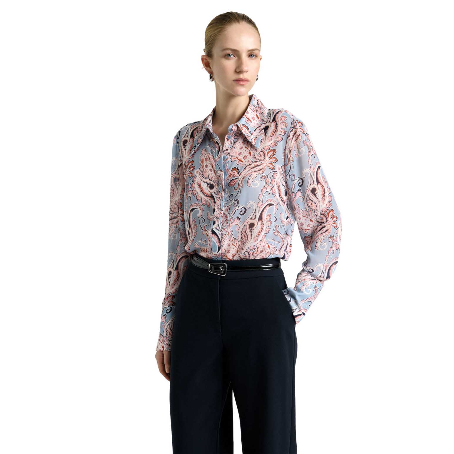Cue Filigree Paisley Georgette Shirt